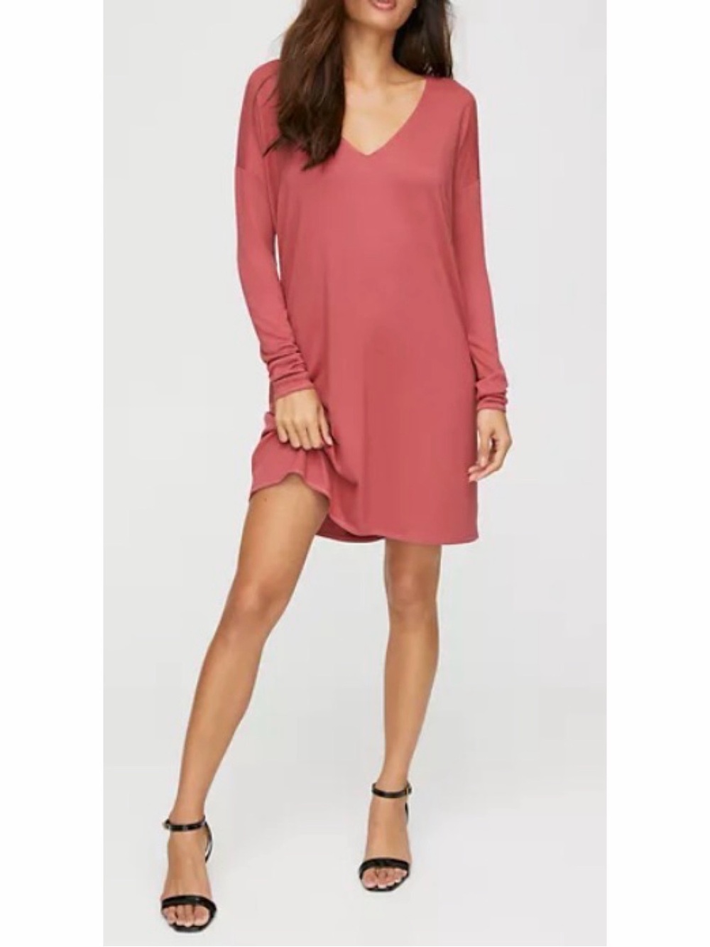 Aritzia Wlfred Free Gail V-Neck Long Sleeve Mini Dress Foulard